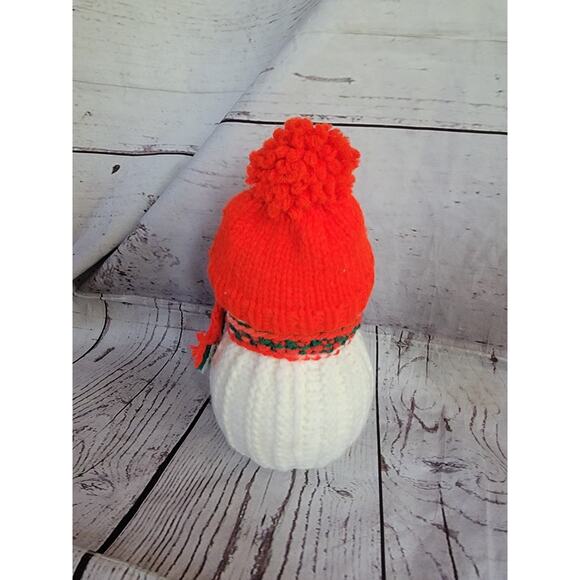 Vintage Styrofoam Snowman Crochet Red Hat Scarf 8in Handmade Grandmacore - Picture 8 of 9